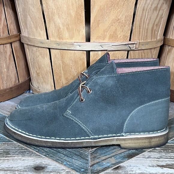Clarks x Herschel Sage Green Suede Denim Limited Edition Desert Boots Mens 10.5 - Picture 3 of 13